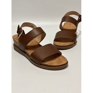 Flexi Step Nolan Brown Faux Leather Ankle Strap Sandal‎ Women's Size 7M Comfort